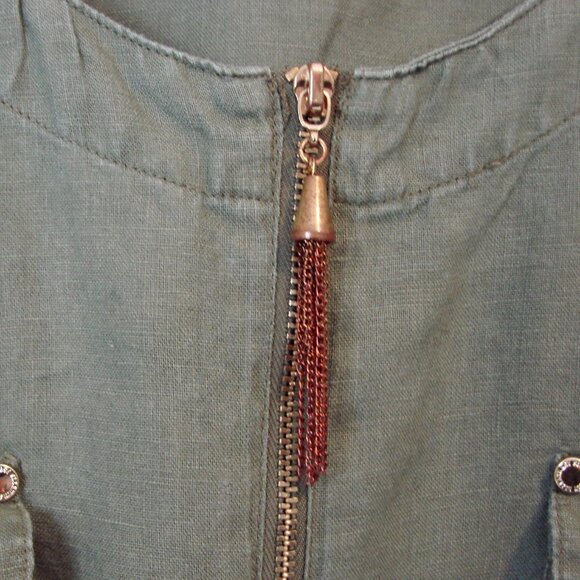 Ellen Tracy Khaki Green Zip-Front Tunic - Picture 6 of 10